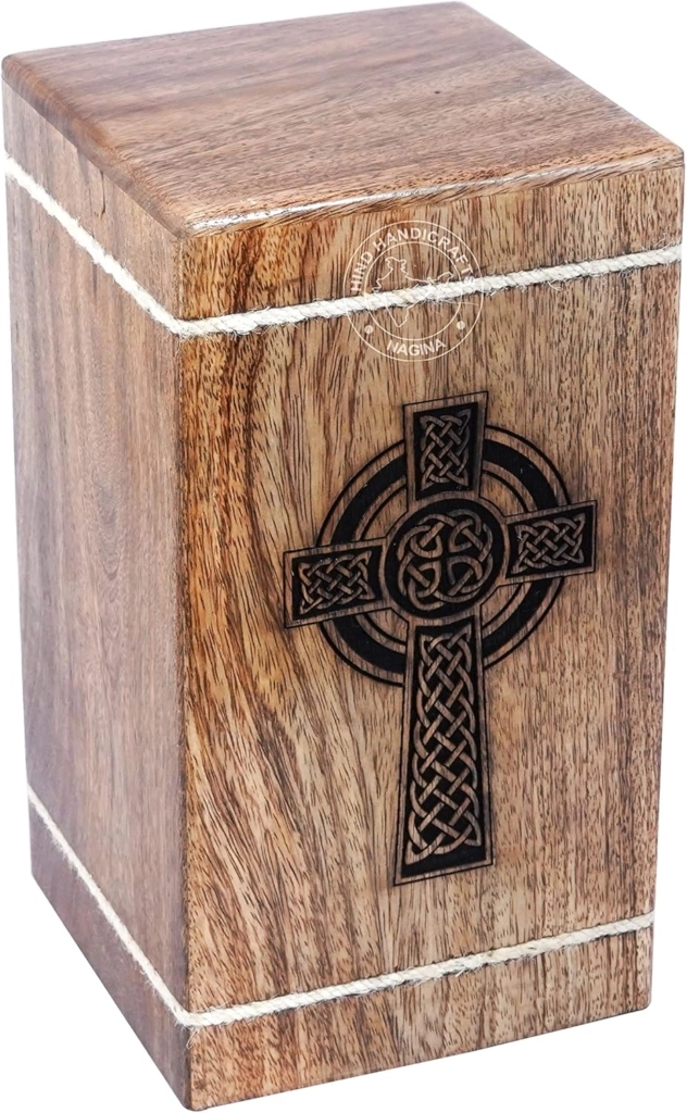 Wooden Urn with Celtic Cross